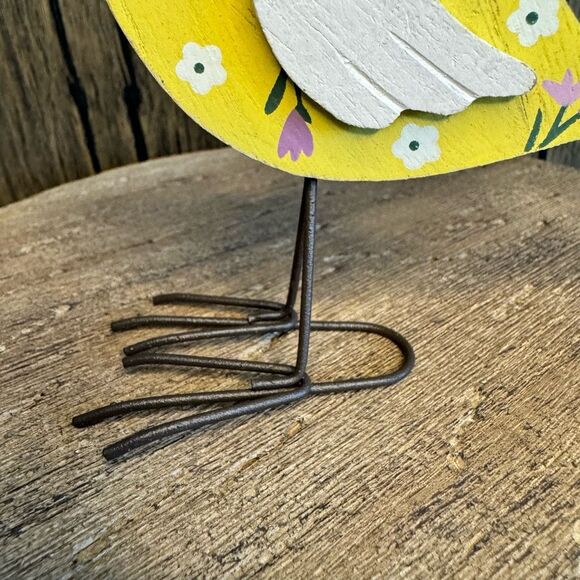 Home Decor Wood Bird Sitter Flower Home Decor NEW FAST SHIP - Picture 3 of 6